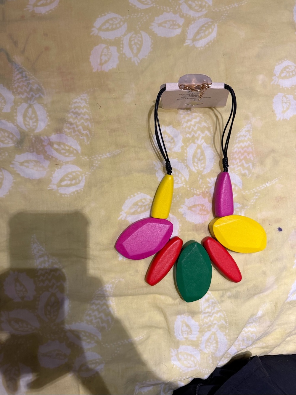 Colorful Chunky Statement Necklace Bright Multi-Color vibrant wood fashion